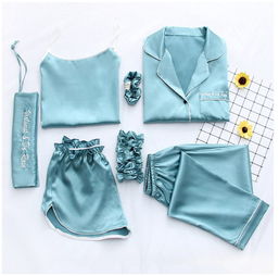 舒適與性感的完美融合 冰絲家居服七件套，打造居家精致生活